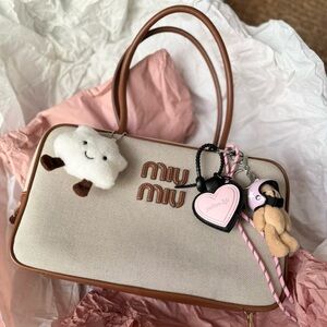 Miu Miu Beau canvas and leather tote bag